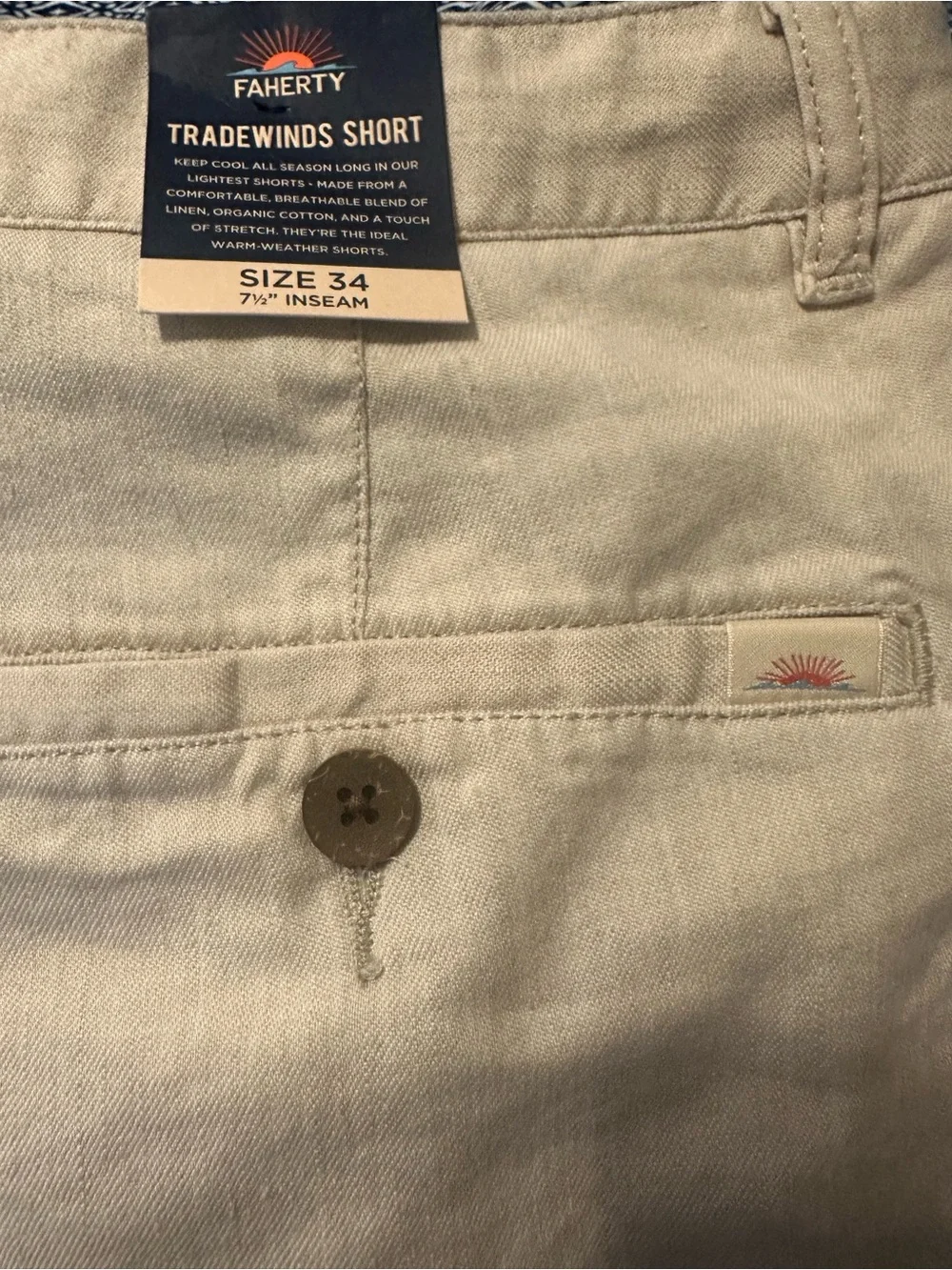 Faherty Light Beige Flat-Front Linen-Blend Shorts